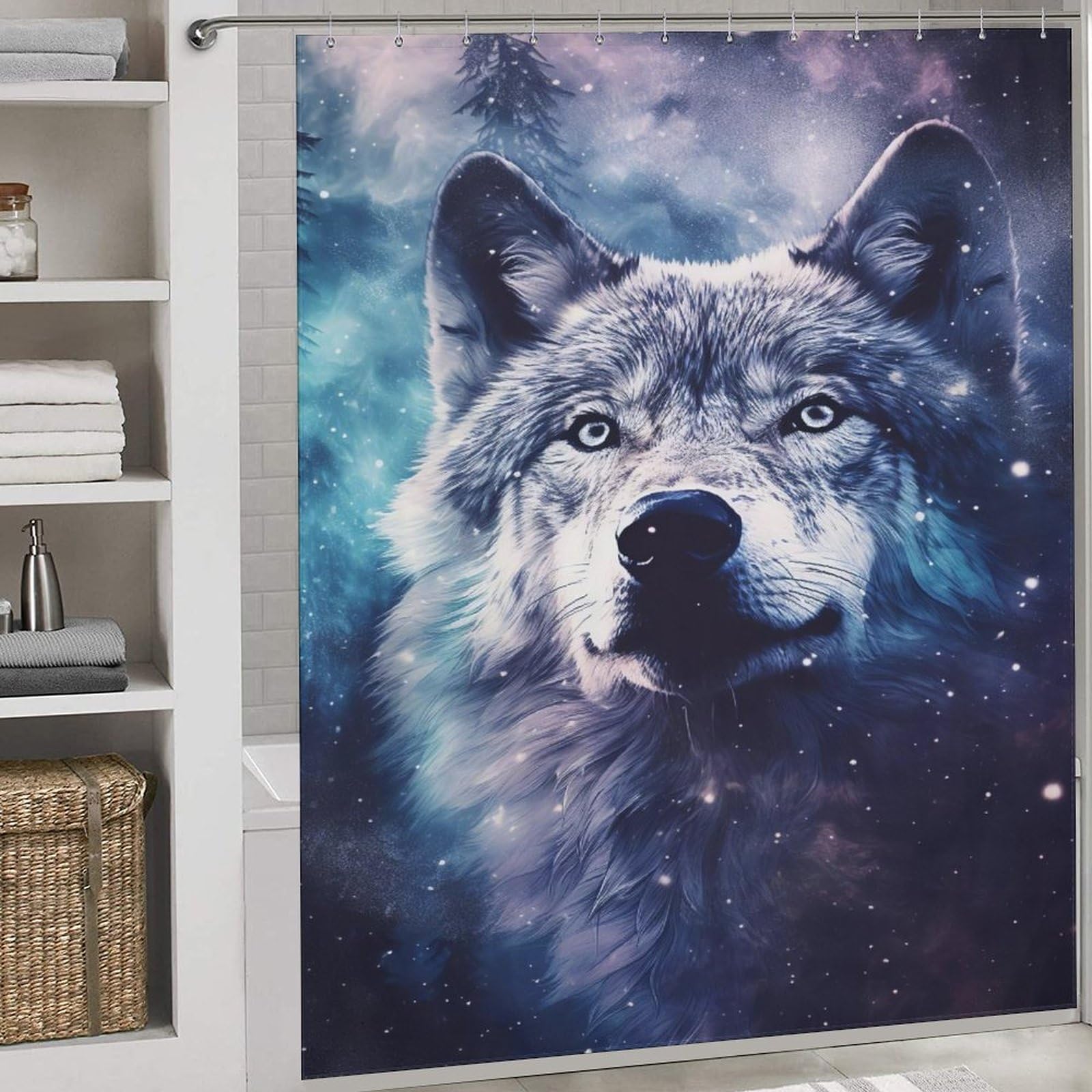 Rideau de douche loup haut de gamme textile imperméable 183x183cm