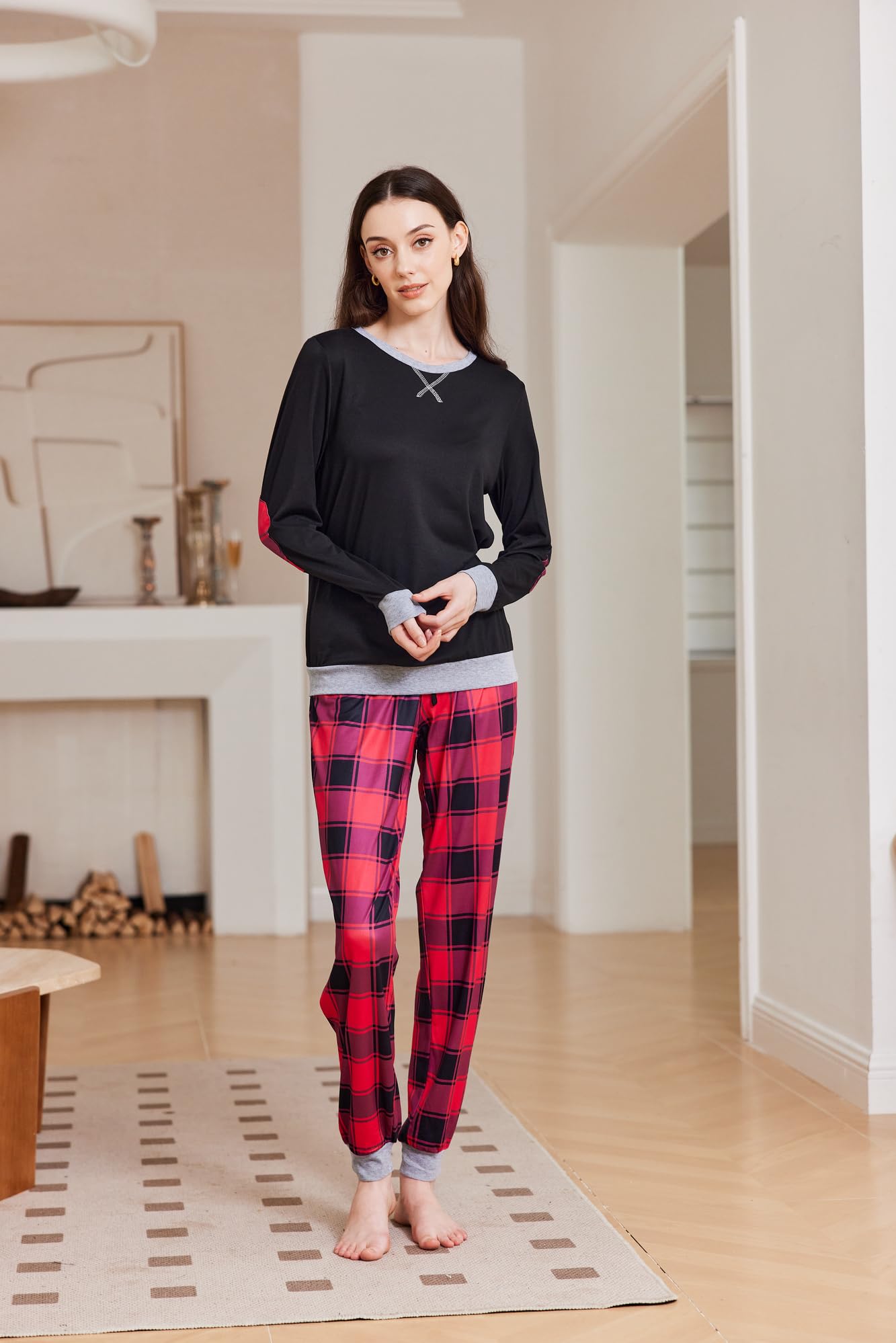 UNibelle Pigiami Donna Lungo Invernale Pigiami Manica Lunga Pigiami Sleepwear Set S-XXL