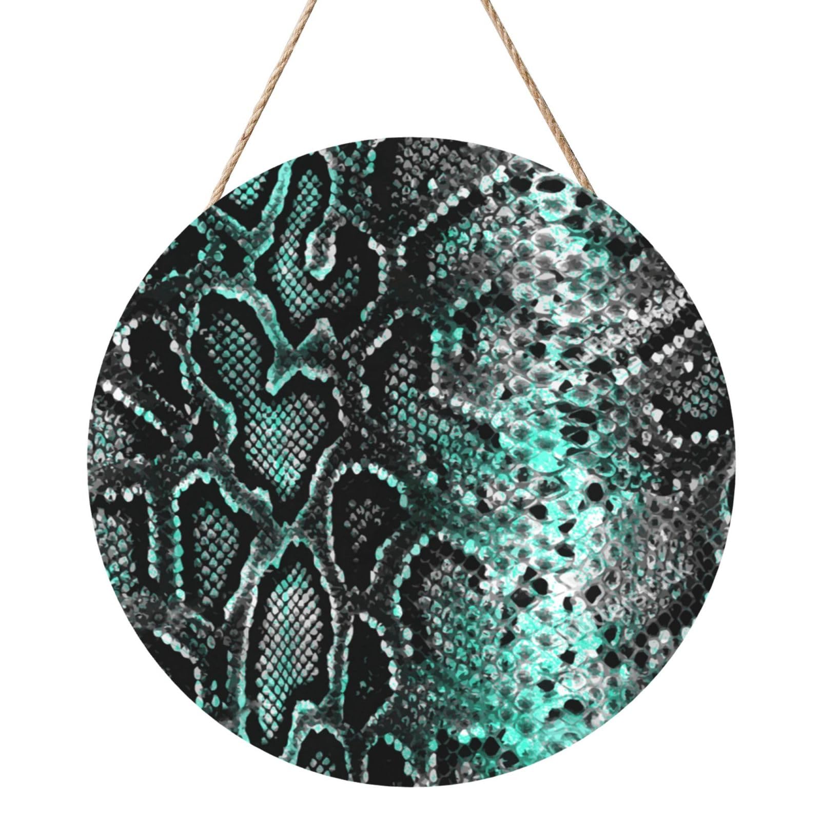 InOmak Snake Skin Decoration, Round Wood Panel Painting 12 in, Wall Hanging Painting For Home