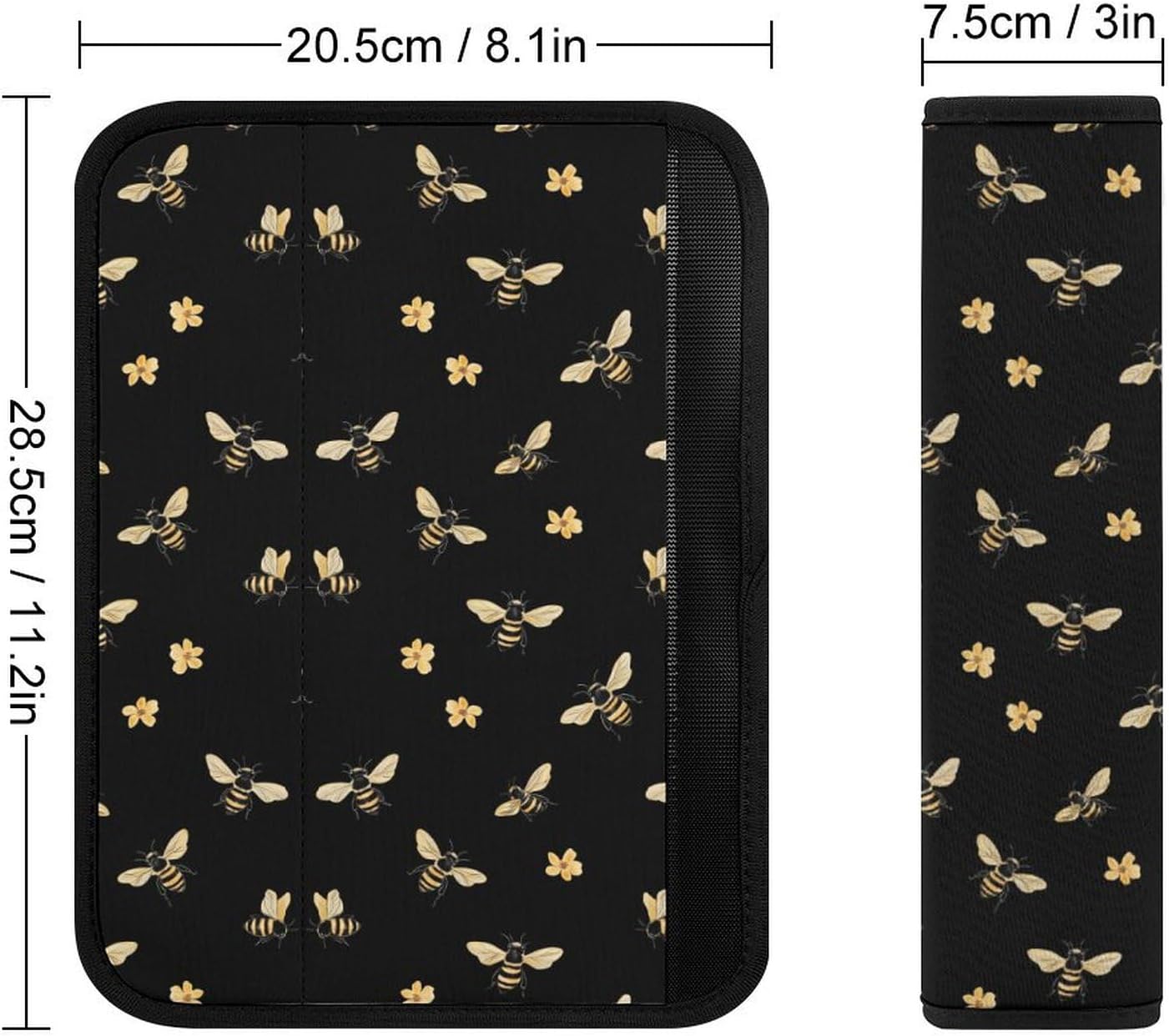 Flower Bee Car Seat Strap Covers Soft Seat Strap Shoulder Pads Seatbelt Covers for All Car Seats 1PCS
