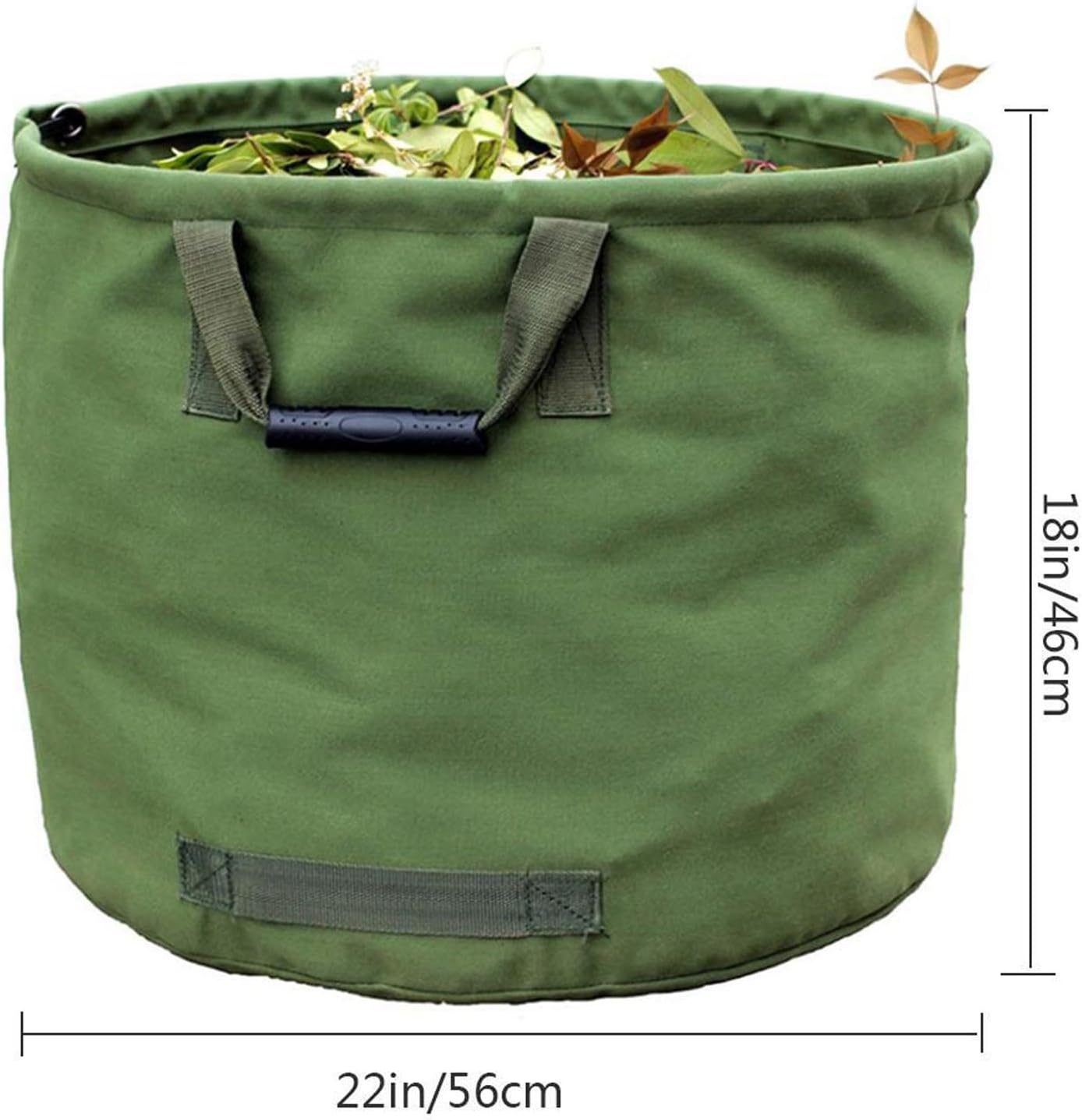 Garden Waste Bags, Heavy Duty Waterproof Canvas Bin Bags,Reusable Garden Sacks with Reinforced Straps,Ideal for Collecting Yard Waste, Plant waste grass and Leaves (Black, 2pcs)