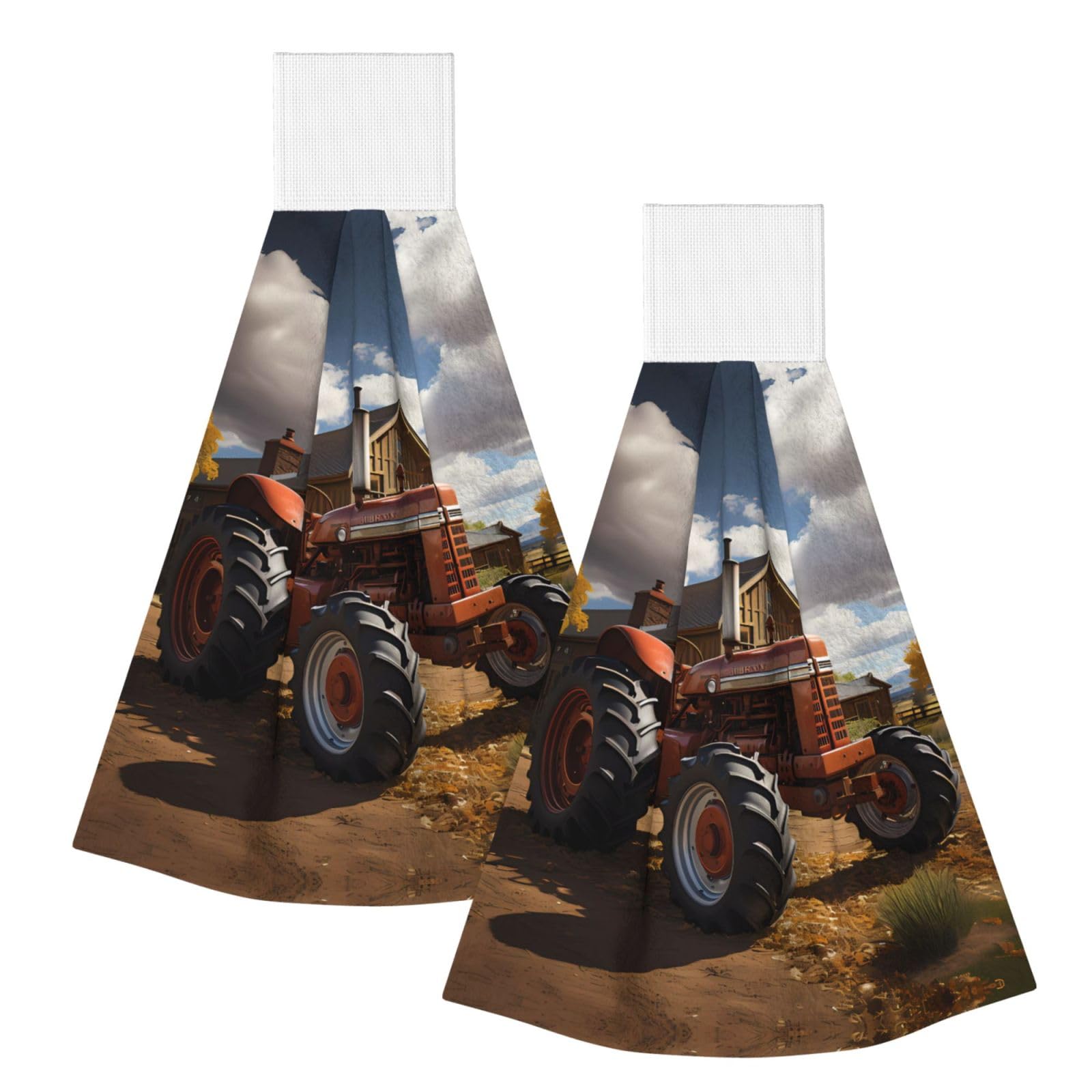 ZQYTGFDC Red Tractor Highly Absorbent Dish Towels Soft Coral Fleece Wipe