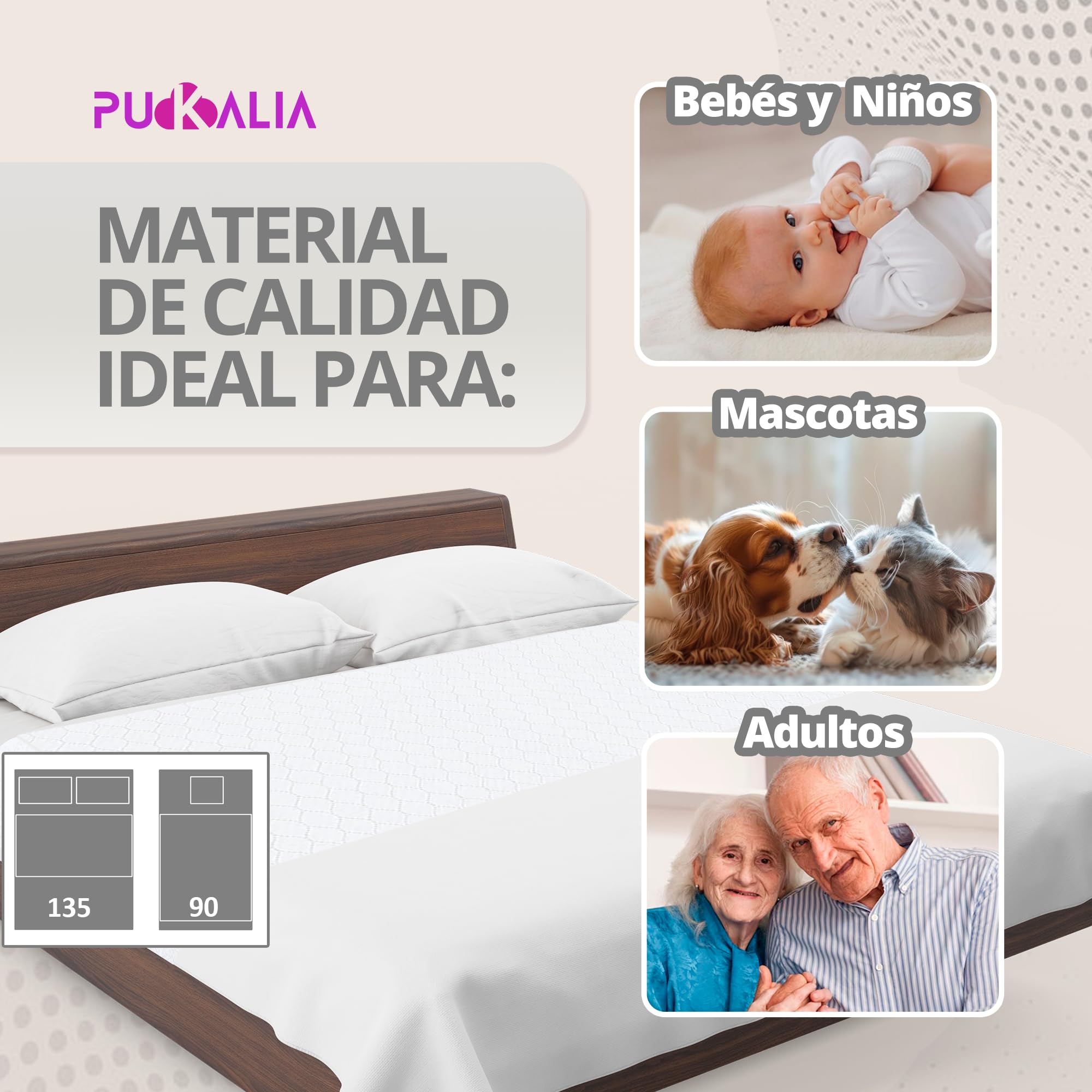 Empapadores Cama Adultos de 135 x 90 cm | Protector de Cama Reutilizable Ultra Absorbente | Salvacamas para Incontinencia | Máxima Protección, Confort y Cuidado Nocturno