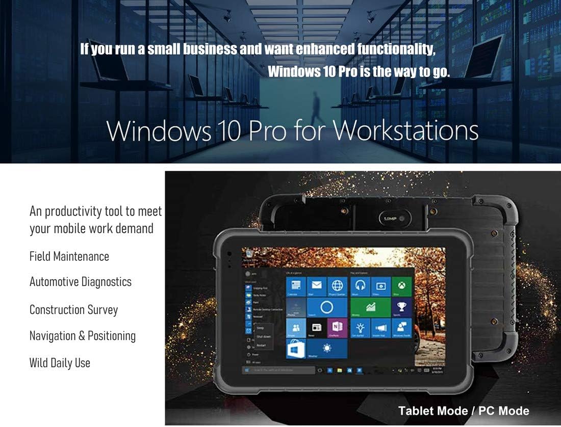 Big Sale Vanquisher 8-inch Waterproof Tablet PC Windows 10 Pro | 1.2meters Drop Tested | GPS GNSS | 8500mAH Battery | WiFi & 4G LTE, for Enterprise Field Mobile Work