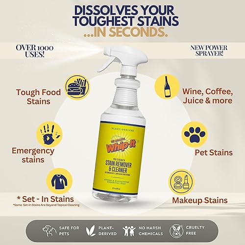 Miniatura 4 de Whip-It Kit de removedor de manchas y concentrado, concentrados de 2 a 32 onzas y removedor de manchas en aerosol profesional de 1 a 32 onzas, hace