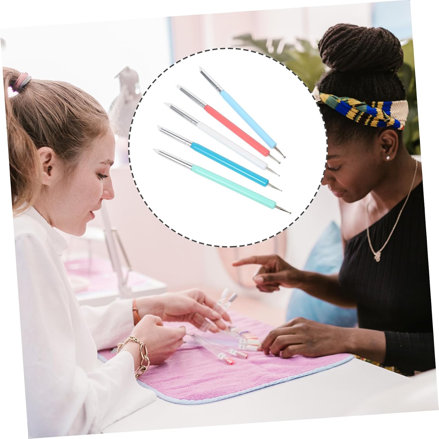 PRETYZOOM 5pcs Silicone Nail Art Dotting Pens Manicure Brush Pen Set Dual-ended for Nail Gems Application and UV Gel Design Tools