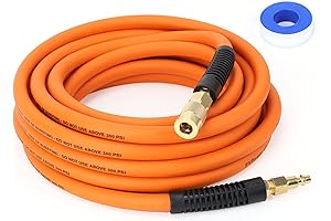 3/8 Inch x 25 Feet Air Compressor Hose with Fittings