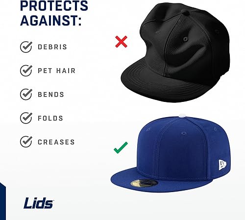 Miniatura 5 de Lids Contenedor de equipaje (exterior negrointerior azul claro)  Almacenamiento duradero para gorras de béisbol, soporte organizador de sombreros