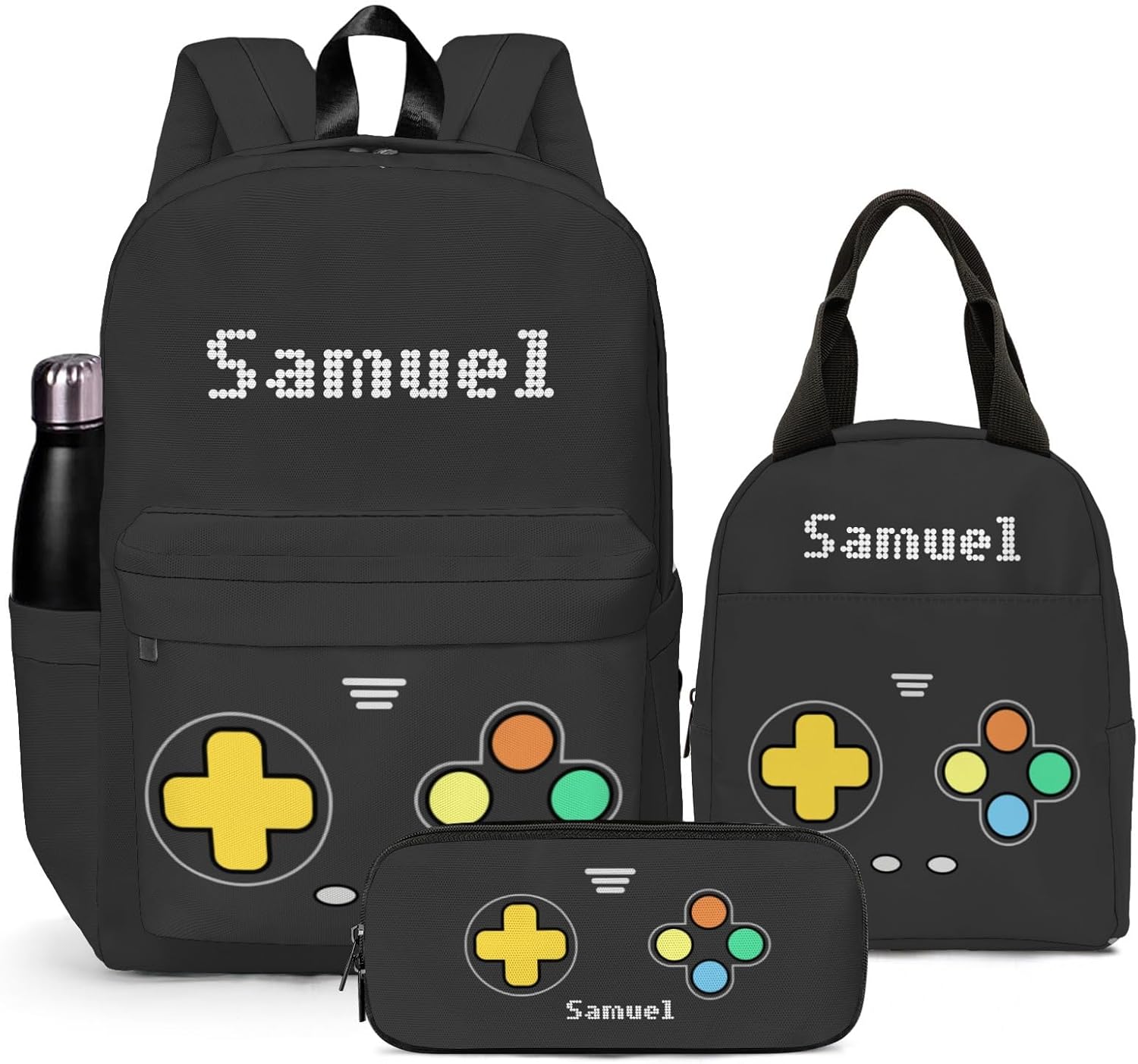 Voltexia Custom Backpack with Lunch Box Pencil Case 3Pcs Personalized BookBag School Daypack