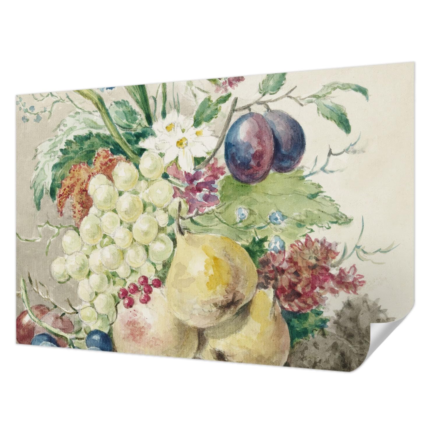 Papier peint adhésif fleurs et fruits Tulup 104x70 cm pour décoration de salon