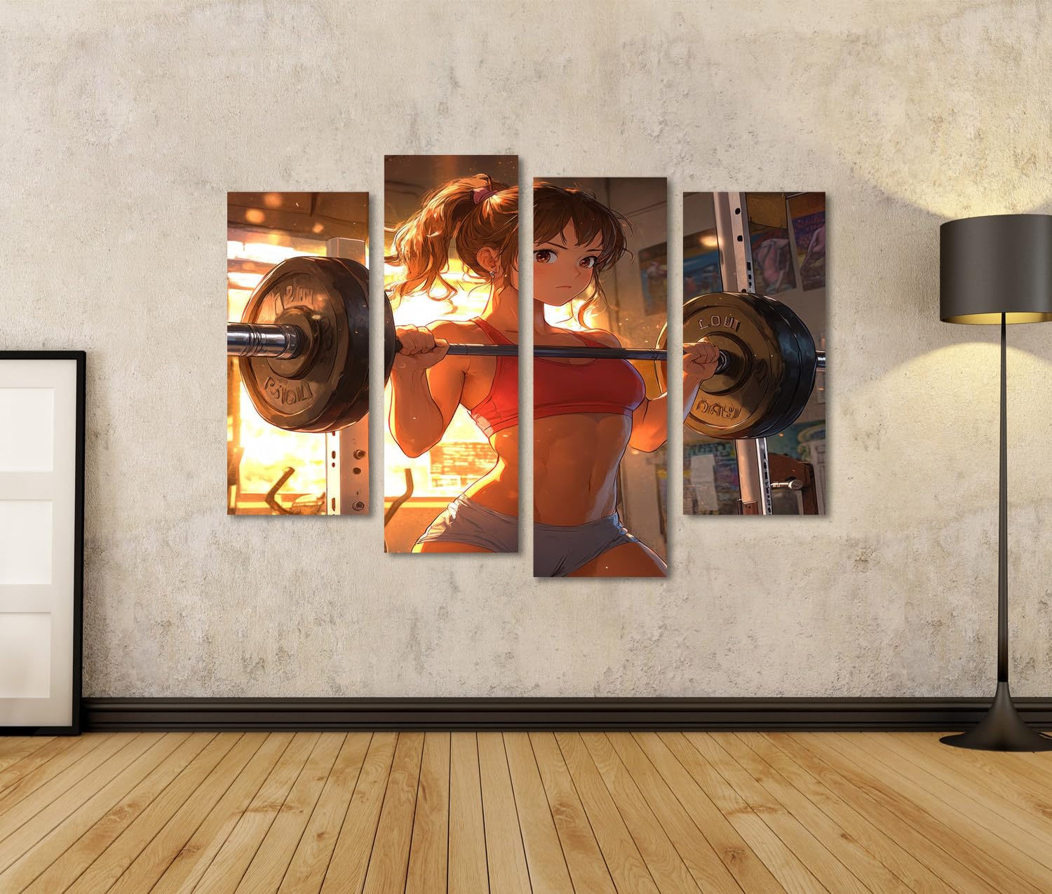 islandburner Prime Quadro su tela donna durante l'allenamento della forza in palestra per gli appassionati di fitness palestra palestra Immagini murali poster