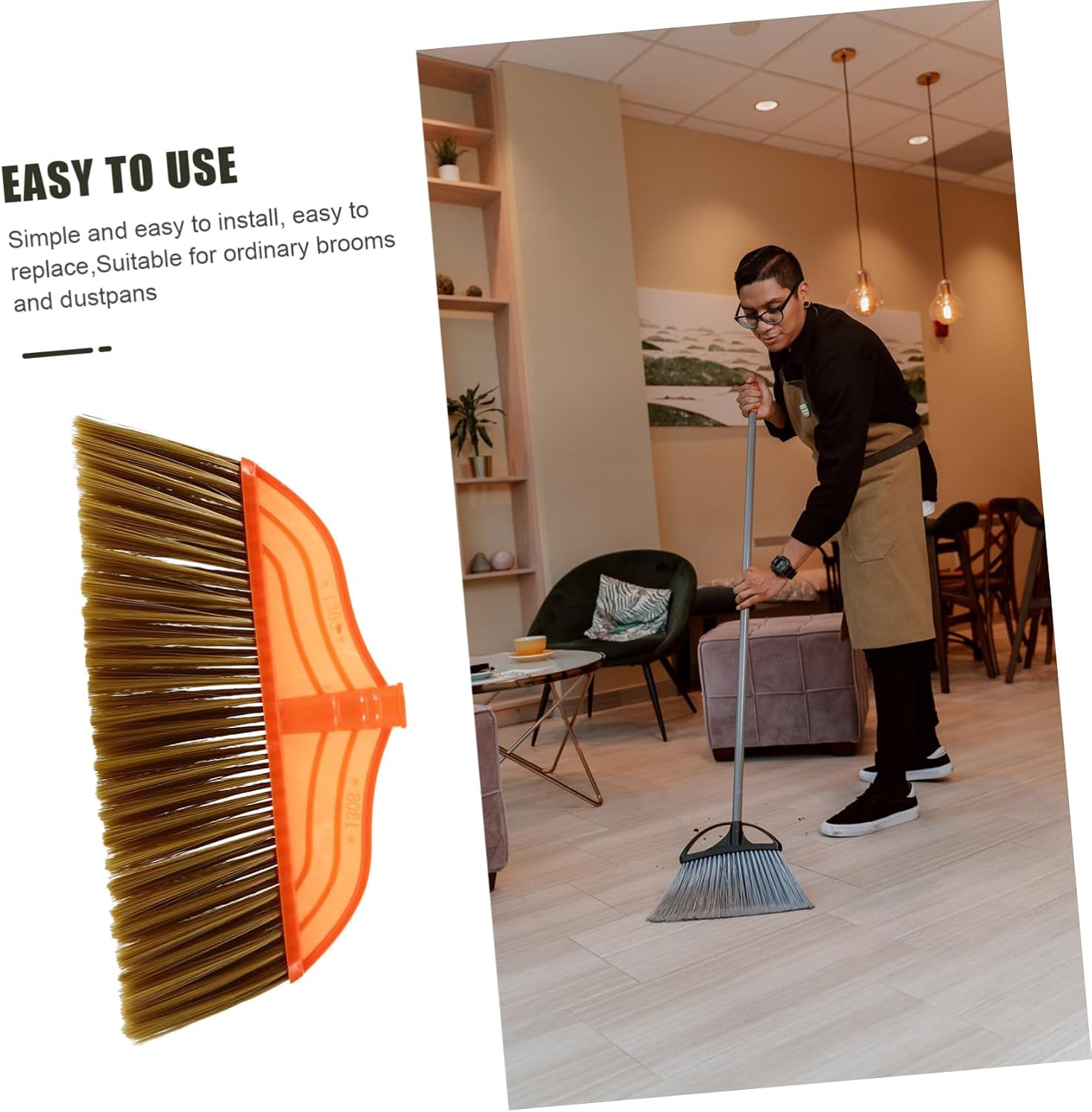 KOMBIUDA Broom Head Replacement for Floor Cleaning Sweep Broom Part Easy to Install