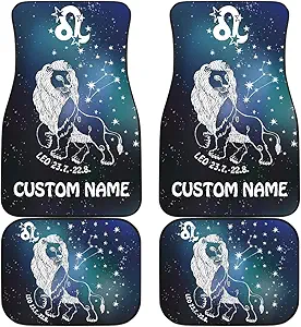 Leo Zodiac Cars Floor Mats, Leo Star Sign Car Mats, Leo Horoscope Mats (with Custom Name, Set of 4)