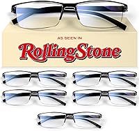 Gaoye 6-Pack Men's 1.5 Reading Glasses: Blue Light Blocking, TR90 Frames, Spring Hinges for Comfortable Executive Style Readers