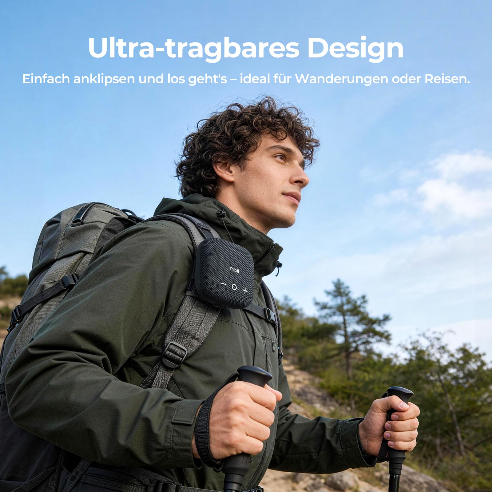 Tribit Bluetooth Portable Lautsprecher StormBox Micro 2 IP67 wasserdichte mit leistungsstarkem kabellosem Stereo-Pairing und integriertem XBass für Outdoor-Reisen und Radfahren