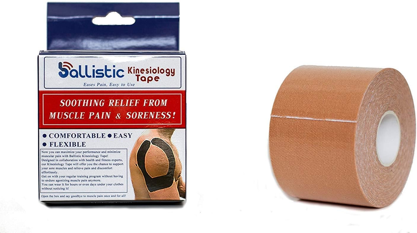 Ballistic Kinesiology Tape โ Flexible & Durable โ Strong Adhesive โ Sweat Resistant โ Easy To Use โ Perfect For Muscle Sores - 100% Breathable Kinesiology Cotton Tape (Skin)