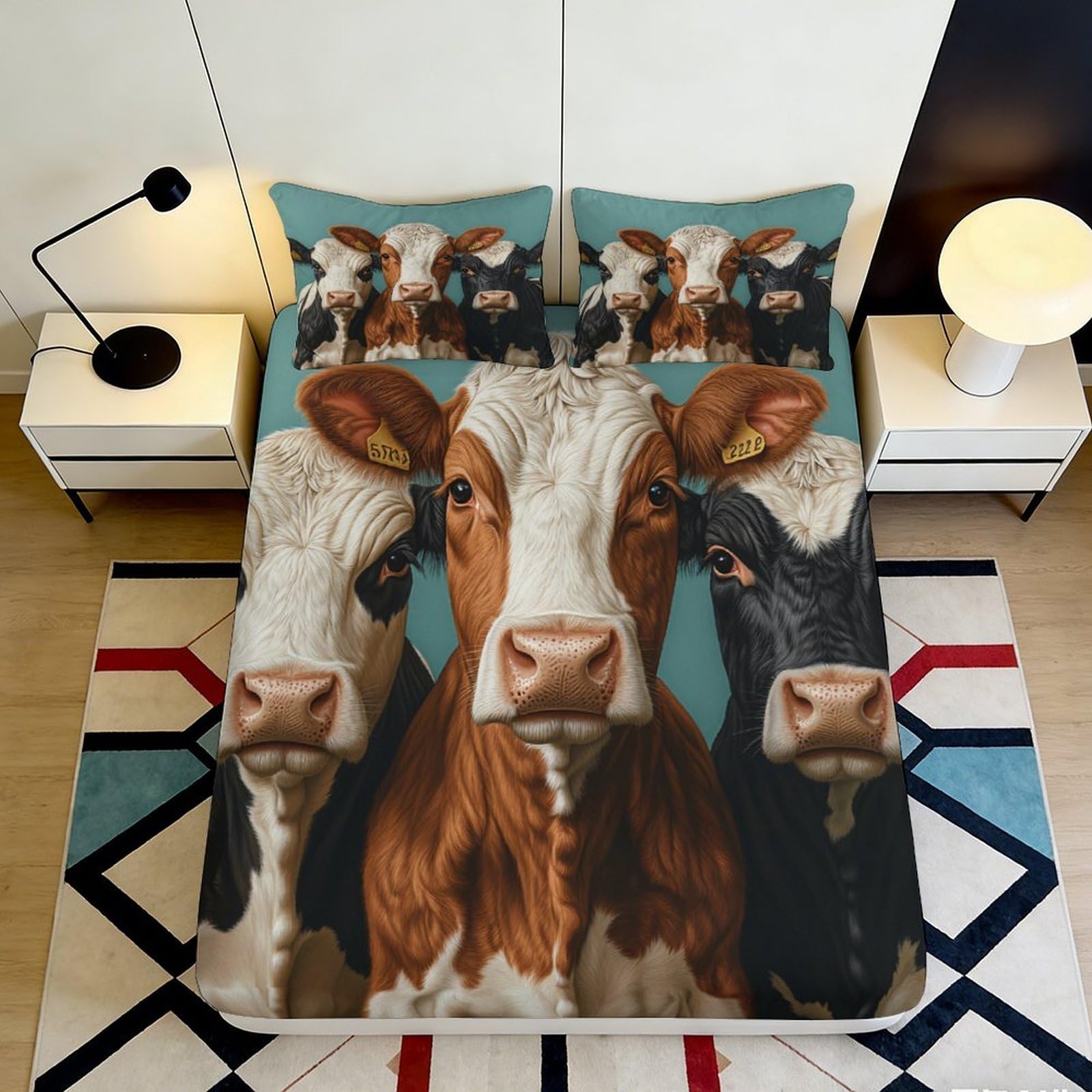 Dhbaneiok Style-6 3D Printed Cow Pasture Fitted Sheet Microfiber Soft Breathable Farm Animal Mattress Cover For Bedroom Guest Room Decor 90X200x25cm