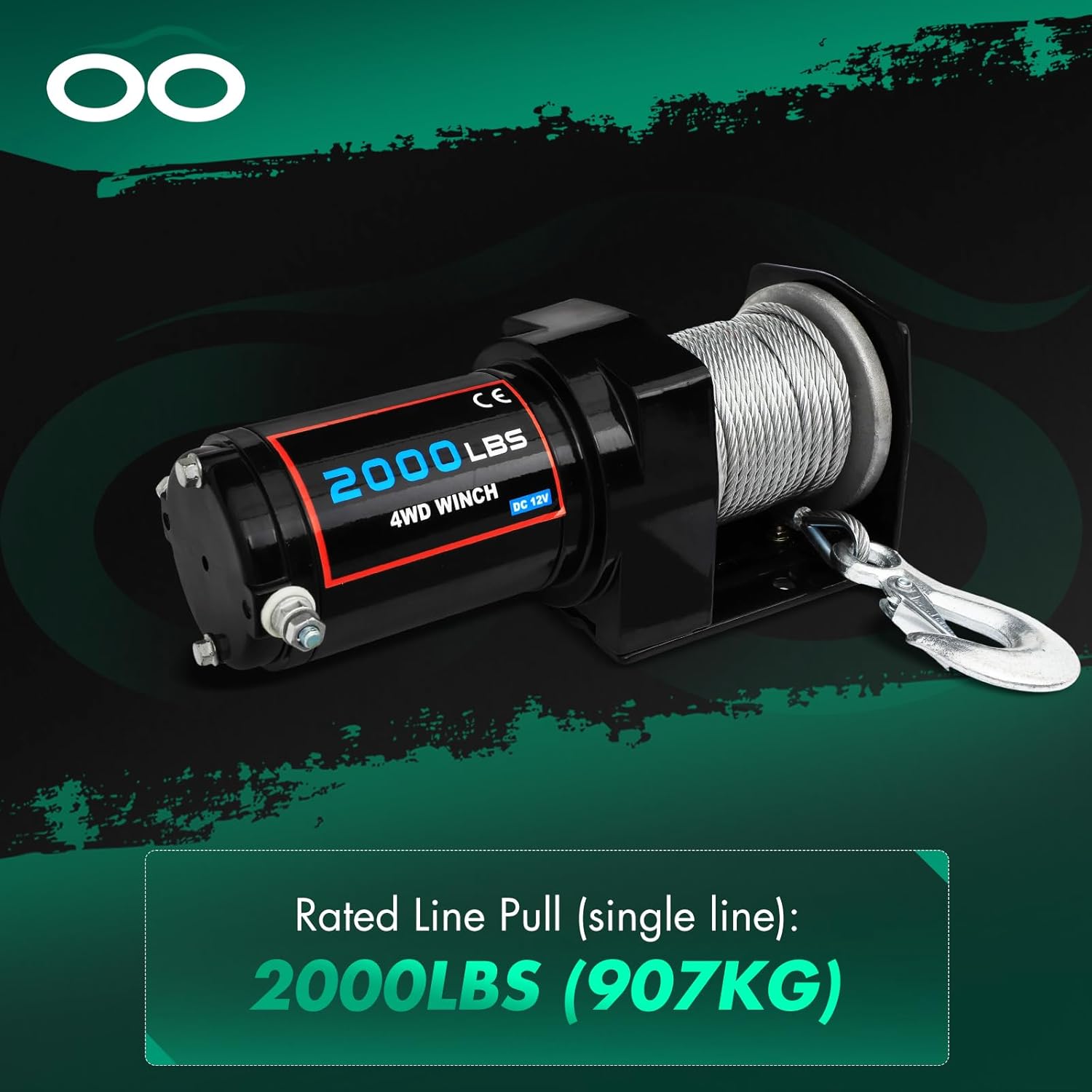 SCITOO 12V 2000LB Electric Winch Towing Trailer Steel Cable Off Road for Jeep Wrangler