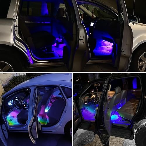 Vista 14 de Nilight 48 luces LED DC 5V Multicolor Music Car Strip Light Under Dash Kit de iluminación con función activa de sonido y control remoto inalámbrico