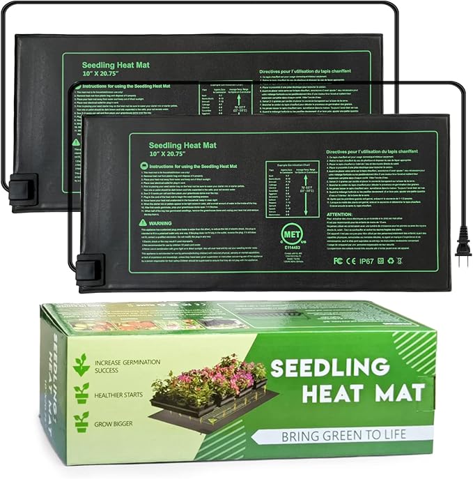NAMOTEK 2 Pack Seedling Heat Mat, Durable Waterproof Seed Germination Heating Mat
