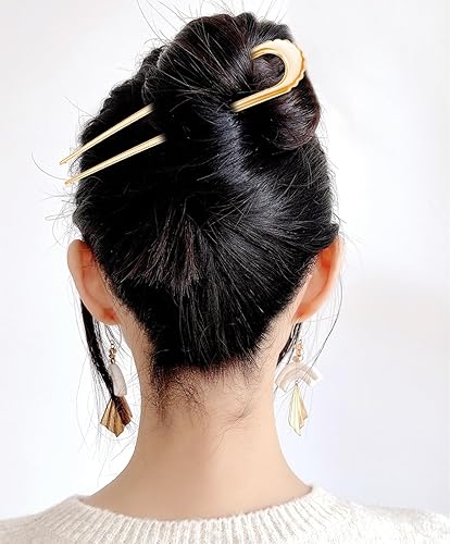 Miniatura 7 de 4 pinzas de pelo francesas de 4.7 pulgadas, grandes en forma de U, 2 puntas, para moño, pinzas de metal vintage, accesorios para cabello largo y