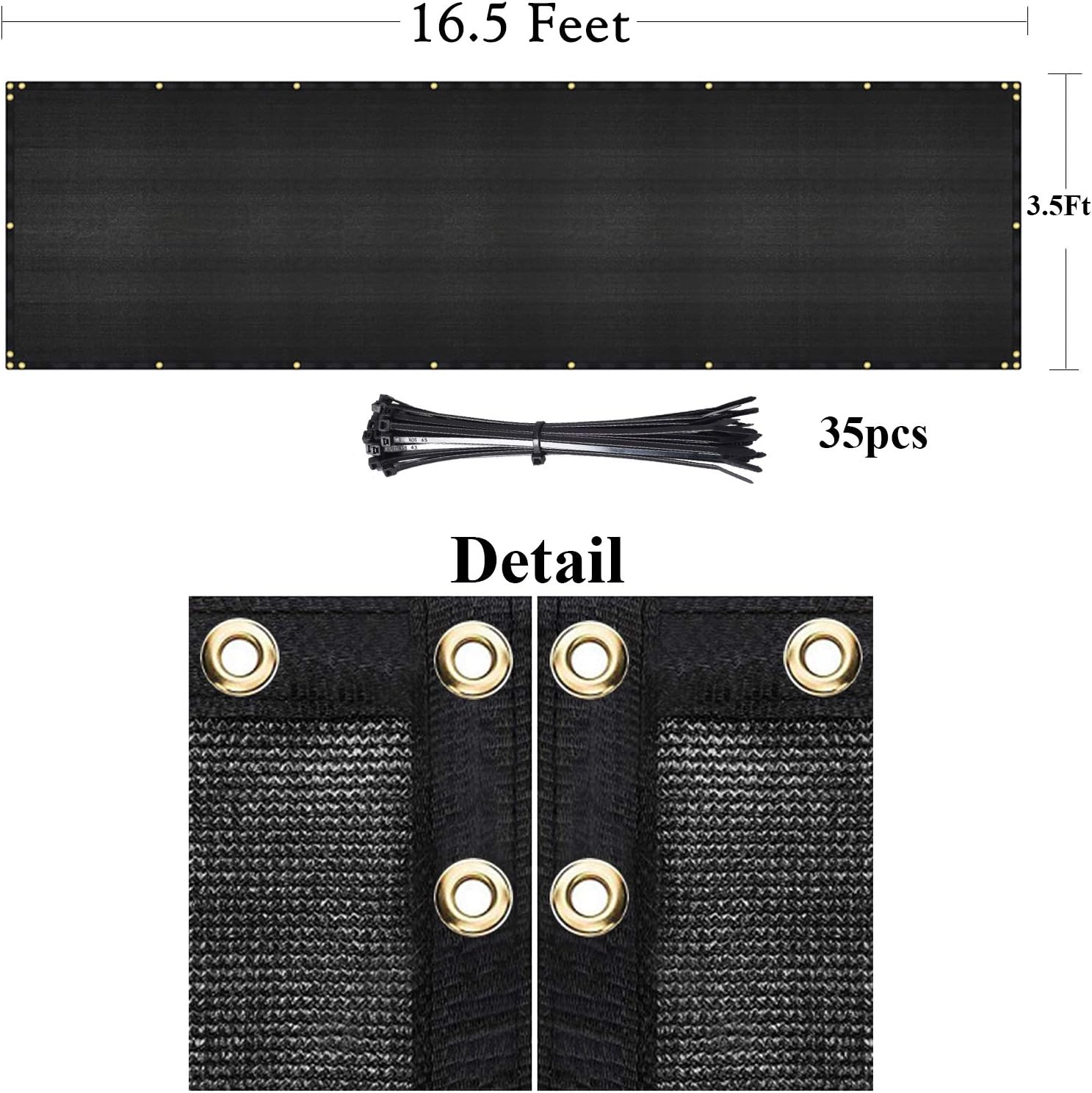 DearHouse Balcony Privacy Screen Cover, 3.5ft x16.5ft Privacy Screen Balcony Shield for Porch Deck Outdoor Backyard Patio Balconys, Includes 35 pc Cable Ties