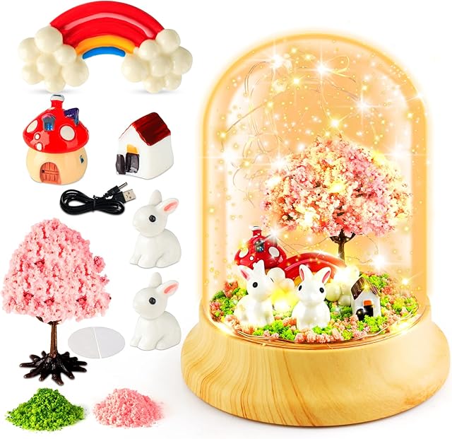 Make Your Own Night Light-DIY Night Lights Gifts Craft Kit for Kids,Make Your Own Preserved FlowerArts and Crafts Nightlight Project Novelty for Girls Age 3-12(Rabbit)