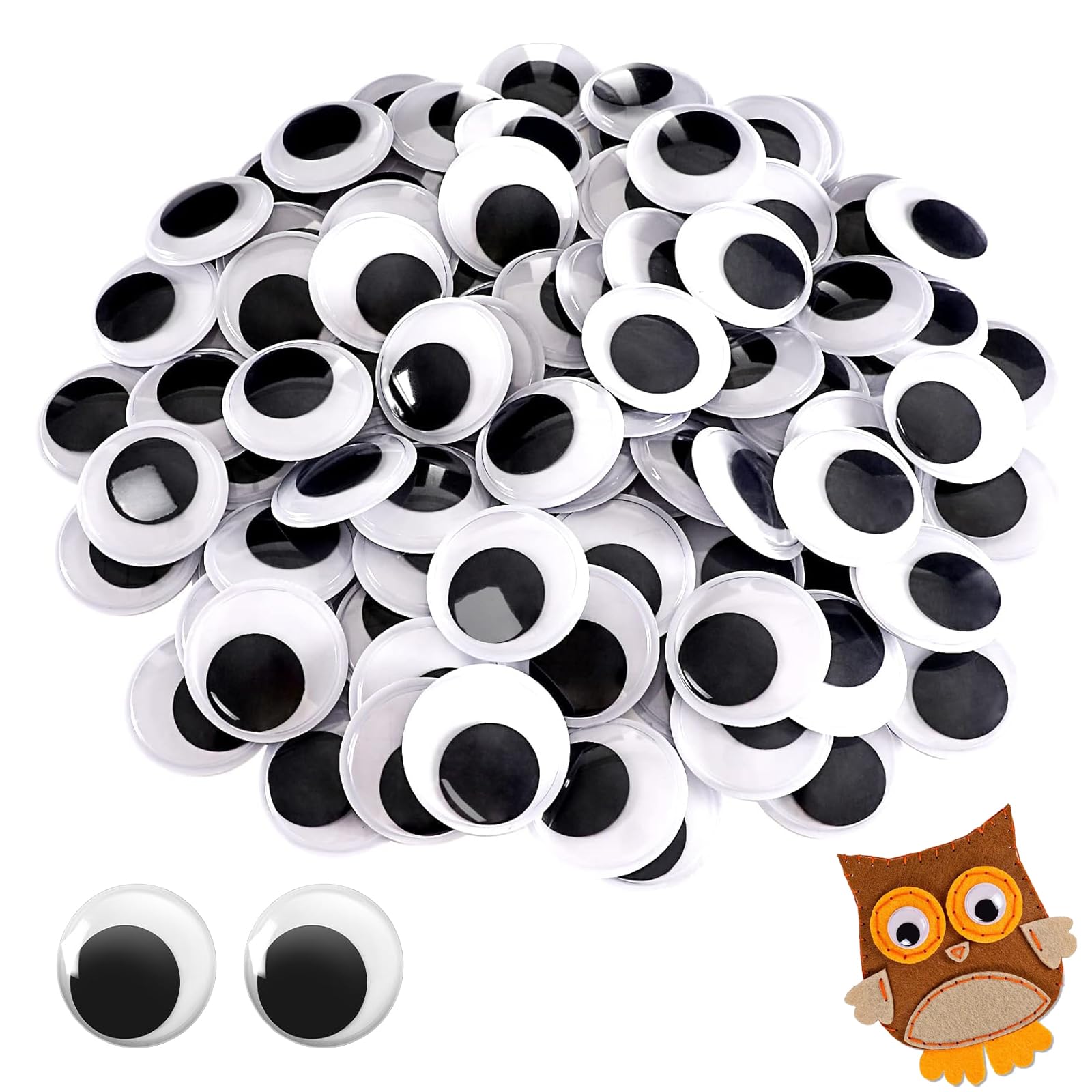 100 PCS Googly Eyes Self Adhesive, Stick on Eyes for Crafts, Goggly Craft Eyes, Stick on Googly Eyes, for DIY Crafts Projects, Halloween Christmas DIY Craft Decorations(20mm)
