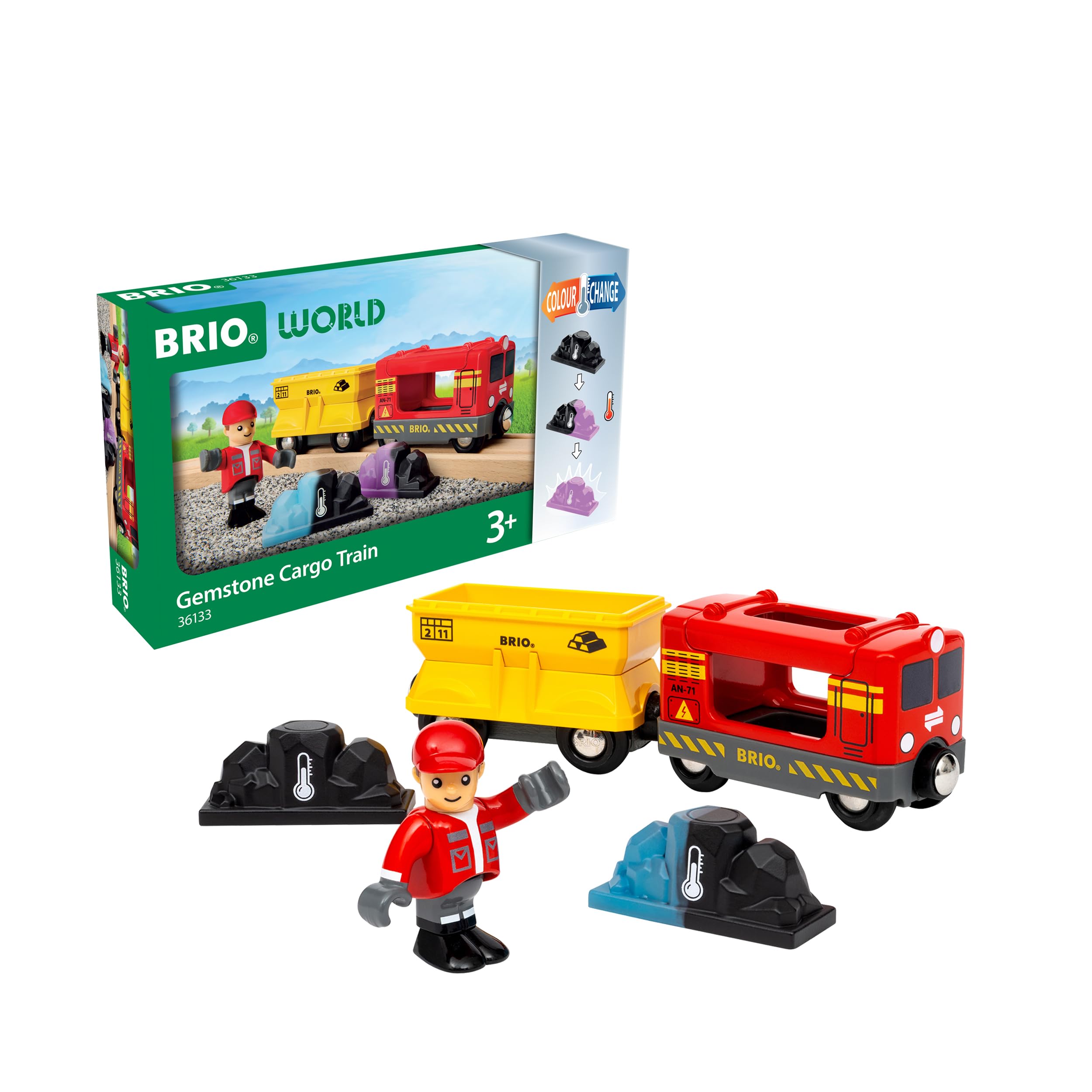 BRIO World - Gemstone Cargo Train - Wooden Train for Kids Age 3 Years Up - Railway Accessories and Add Ons