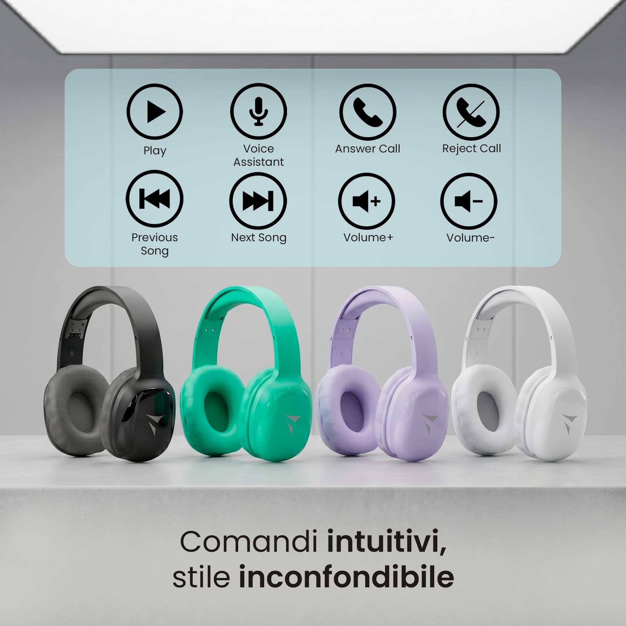 Cuffie Bluetooth 5.3 On-Ear - Fino a 15m - HiFi Stereo, Microfono Integrato, Slot MicroSD per Ascolto Senza Telefono - Regolabili, Pad Imbottiti - Ideali per Gaming/Viaggio/Smartphone (Bianco)