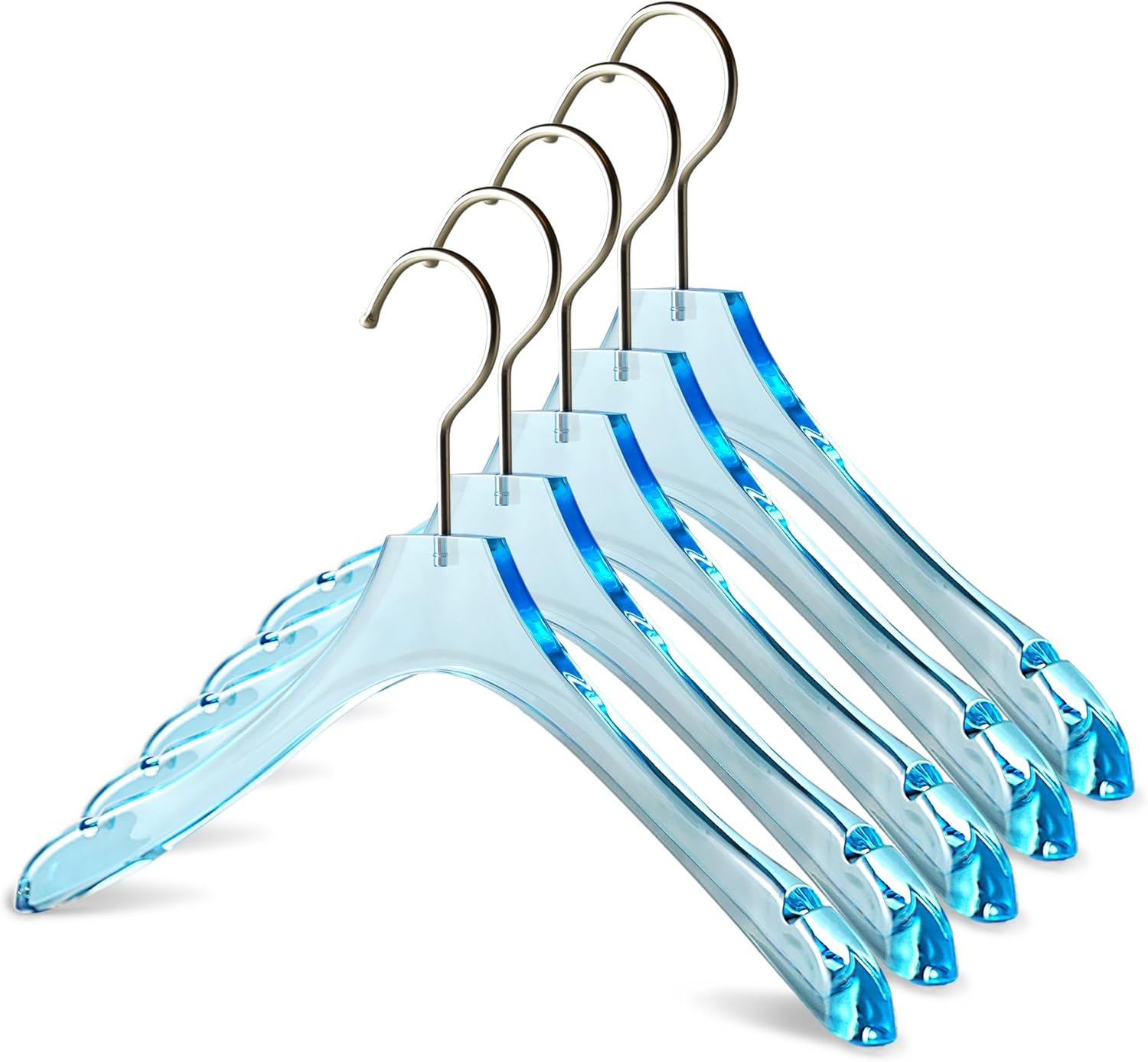 Acrylic Pink Clothes Hangers for Shirts/T-Shirts with Durable 360 Degree Silver Hook | Notched Shoulders | Premium Quality Acrylic Hangers | 5 Pack