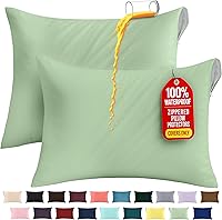 Vista 14 de Utopia Bedding Protector de almohada impermeable, con cremallera, paquete de 2, beige, estándar, funda de almohada a prueba de chinches, de 20 x 26