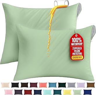 Utopia Bedding Premium 100% Waterproof Pillow Protectors with Zipper Standard Size (Set of 2), Bed Bug and Dust Mite Proof Zippered Pillow Covers, Pillow Encasement Cases, Sage