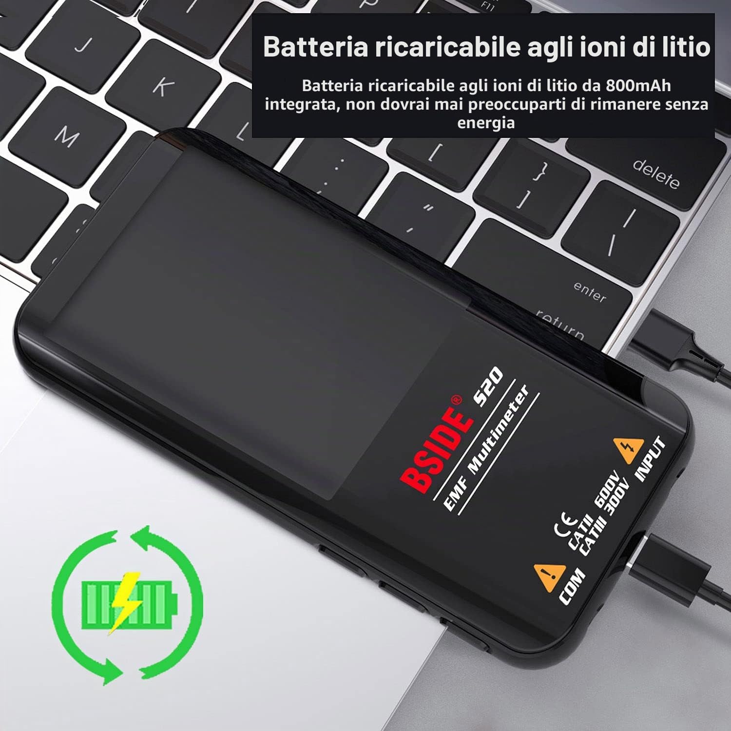 BSIDE Kit Multimetro Intelligente e Penna Tester di Tensione Grande Display a Colori Multimetro Ricaricabile con Rilevatore EMF Set Combinato di Tester Elettrico Kit di Test per Elettricista