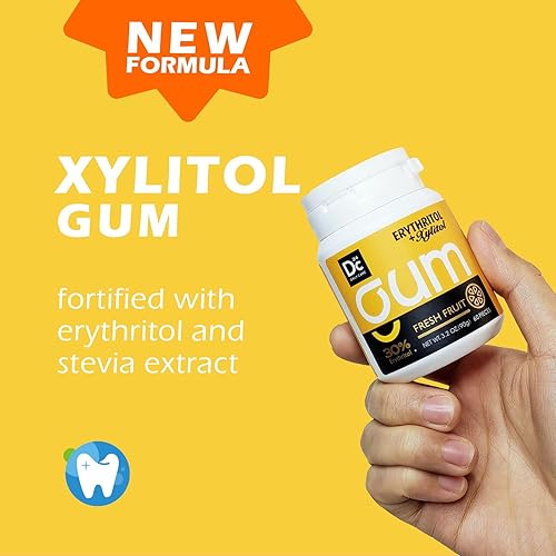 Miniatura 3 de DC24 DAILY CARE Goma de mascar xilitol con eritritol, sin aspartamo y sin azúcar para boca seca, baja en calorías, sin azúcar, fruta fresca, paquete