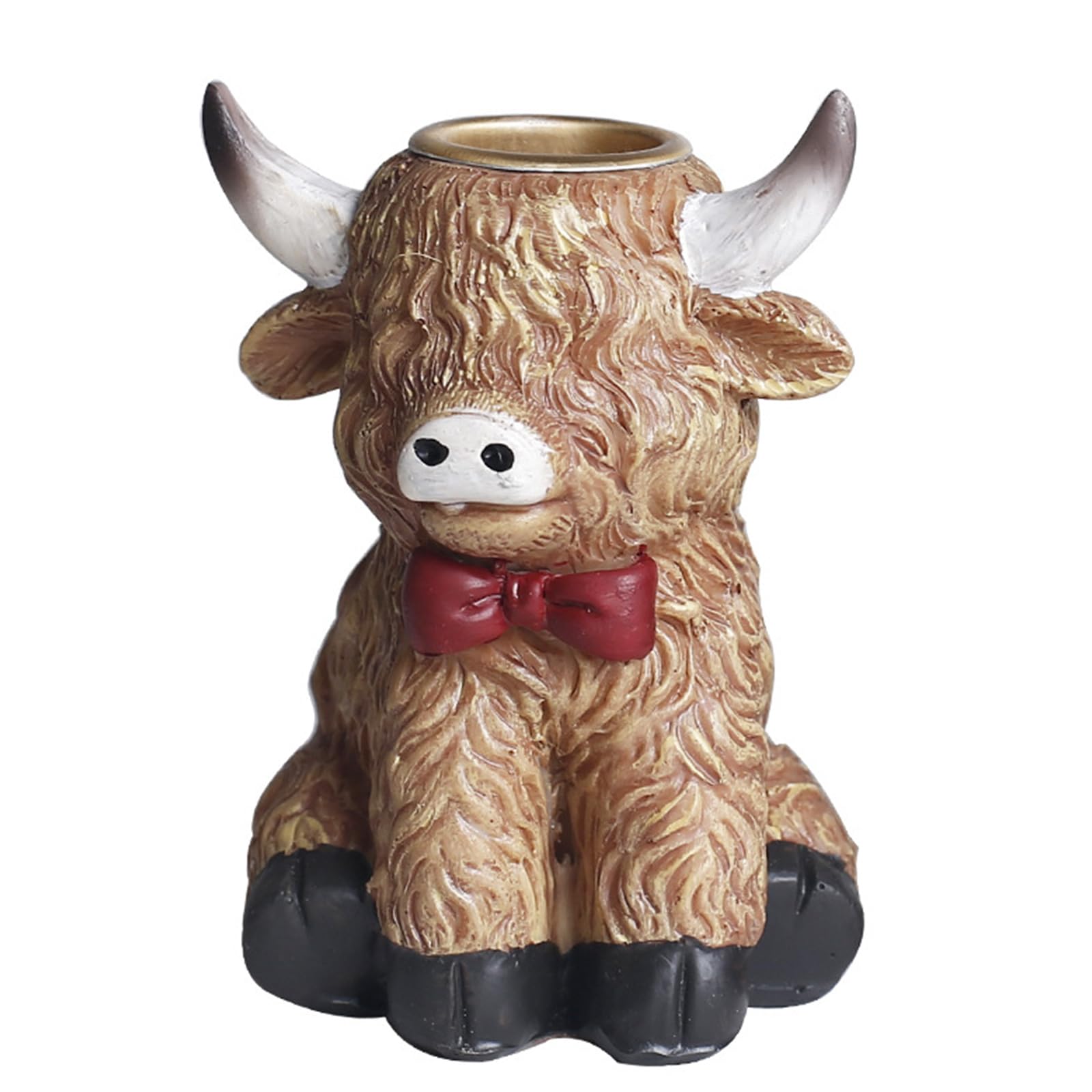 OSNIYAW Resin High Cow Statue Taper Holders for Home Party Centerpieces Decors Perfect for Festivals and Gift Elegant Resin High Cow Statue Taper Holders