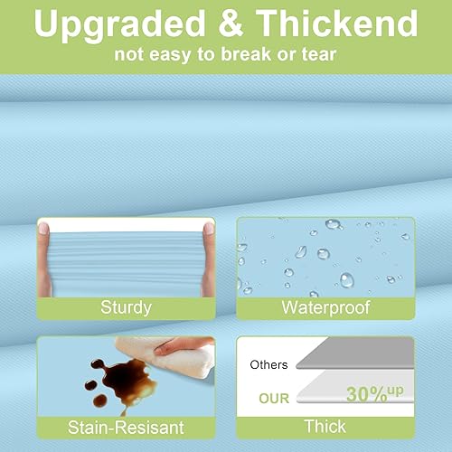 Miniatura 3 de QIKSION Mantel de plástico desechable, paquete de 6, manteles de 54 x 108 pulgadas para mesas rectangulares, mantel de plástico azul claro