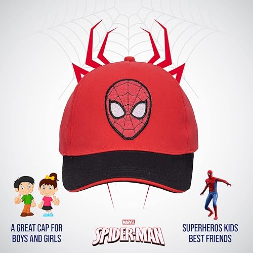 Miniatura 3 de Marvel Sombrero de Spiderman para niños, gorra de béisbol transpirable de Spiderman para niños pequeños, niños de 3 a 9 años