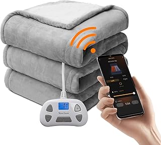 Heated Electric Blanket King Size 90"x100" Single Controller Anti-Static Flannel and Sherpa Heating Warming Bed Blanket with 10 Heating Levels 12 Hours Auto Off Fast Heating, Grey