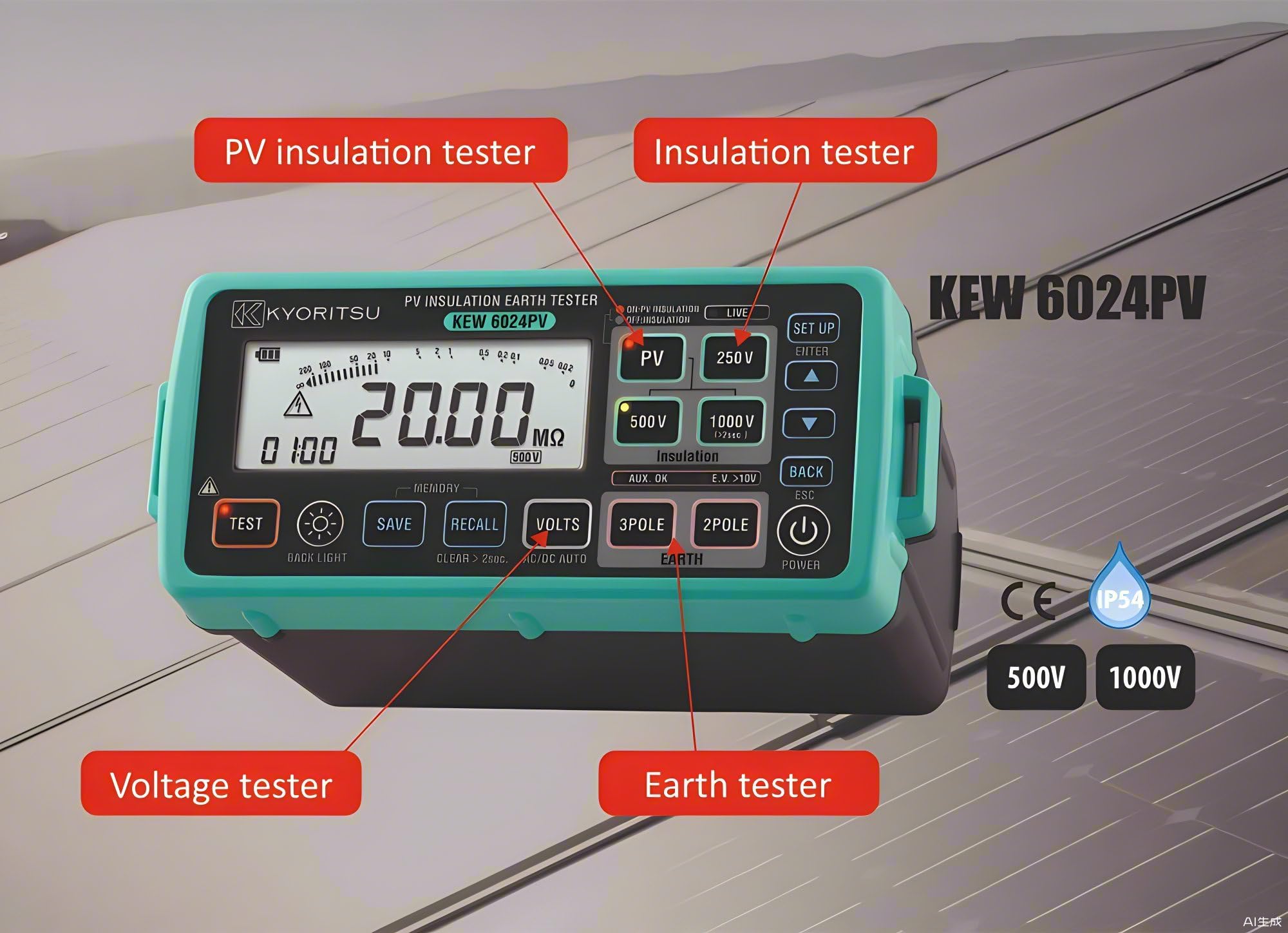 Japan Quality KYORITSU Multi Function Tester KEW 6024PV 4 in one PV Insulation Tester Insulation Earth Resistance Tester Earth Voltage Tester