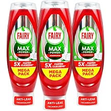 Fairy Max Power Washing-Up Liquid Spring Edition POMEGRANATE 640 ml   3 | LiftAction Grease-Cutting Formula | Upside Down Bottle with No Flip Cap | Sparkling Clean Every Wash
