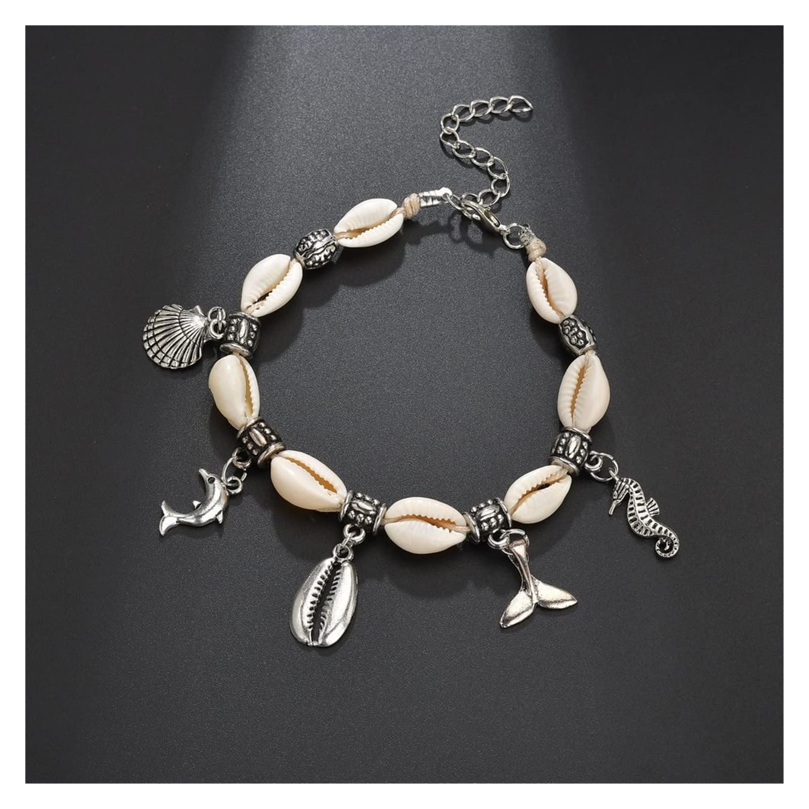 Pulseras De Tobillo con Colgante De Concha De Delfín Vintage Creativo, Tobilleras Ajustables para Mujer Tobilleras para Mujer,