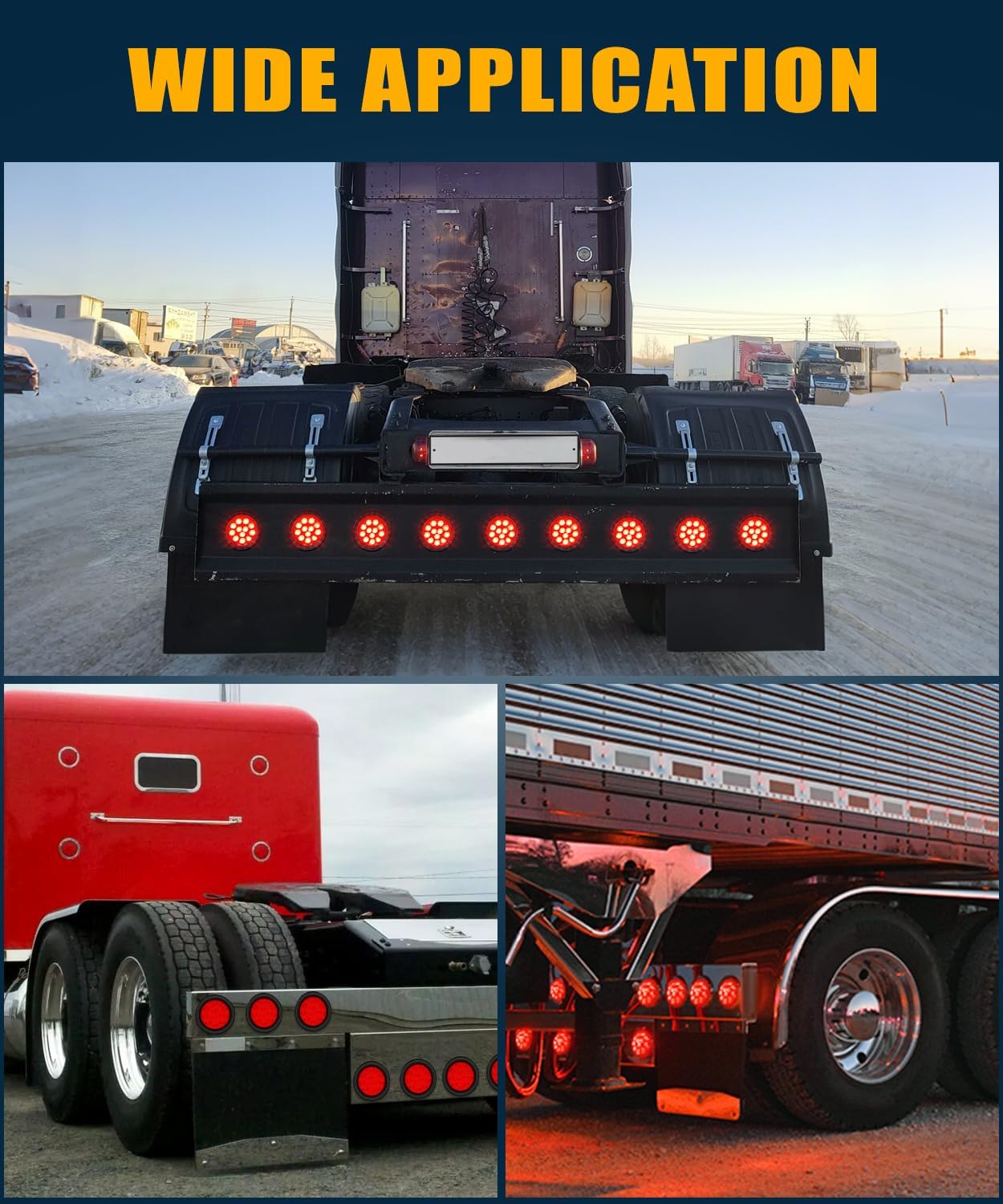 10Pcs 4" Round Red Led Trailer Lights, Trailer Tail Lights, 4 Inch 12V Waterproof Stop Turn Brake Led Tail Lights Sealed Flush Mount for Trucks RV Rubber Grommets & 3-Prong Wire Plugs Included