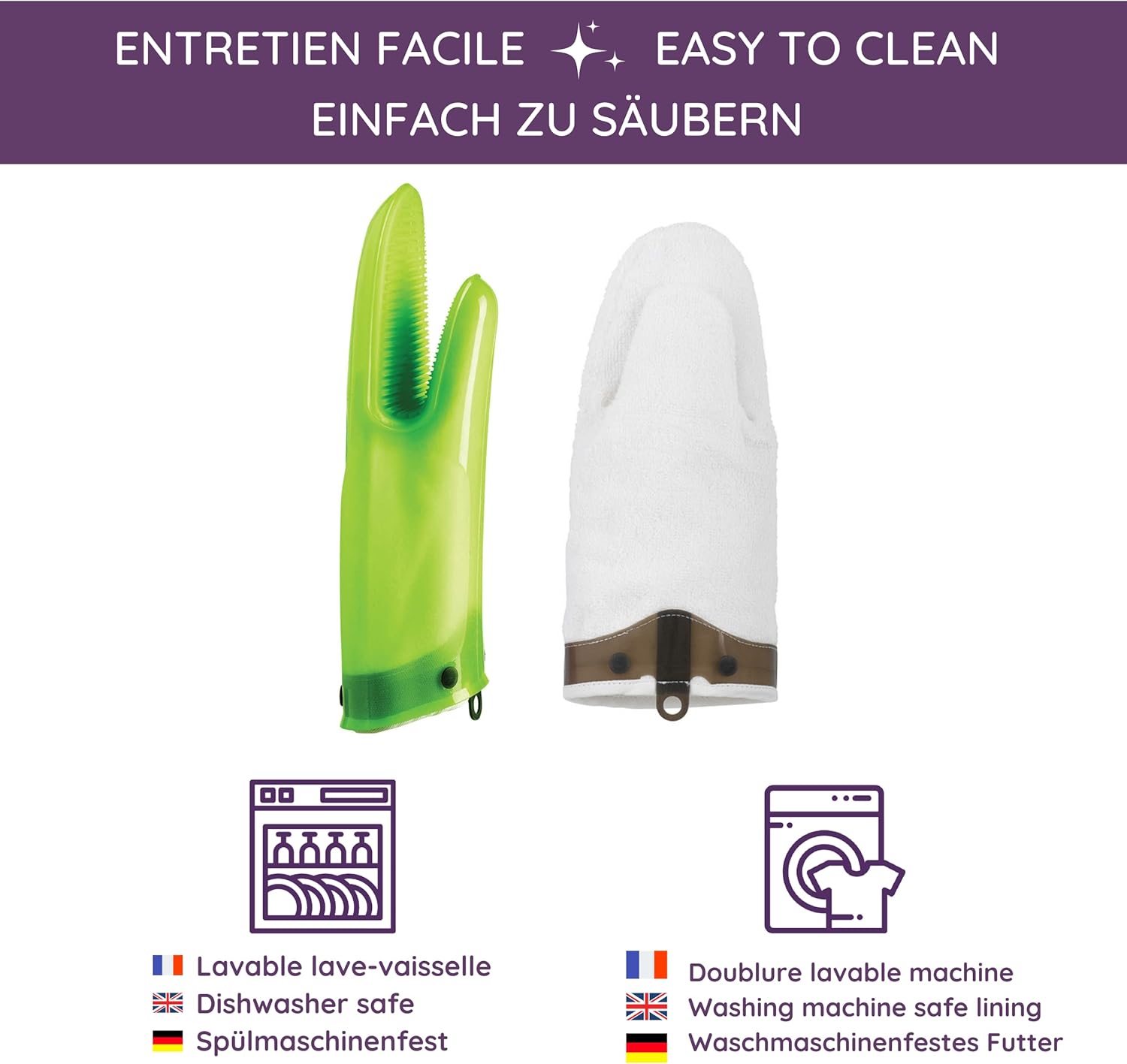 Mastrad Orka Plus Silicone Oven Mitt Gauntlet with Cotton Lining in Green - F82308