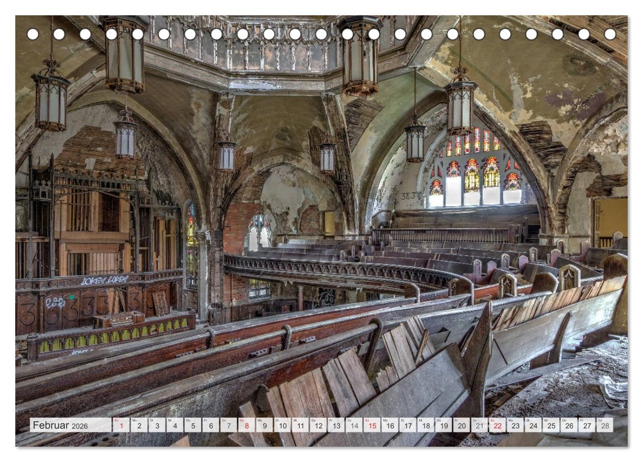 Detroit - Modern Ruins (Tischkalender 2026 DIN A5 quer), CALVENDO Monatskalender: Verlassene Orte in Detroit