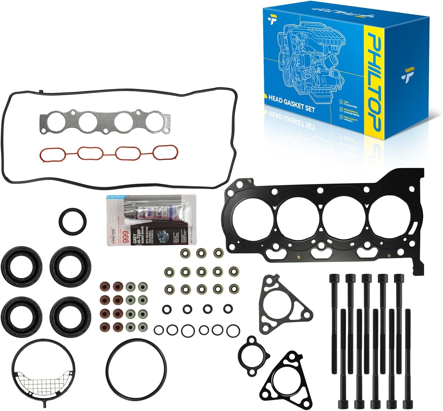 PHILTOP HS26515PT Head Gasket Set for Toyota Corolla 2009-2020, C-HR 2018-2020, Scion xD 2008-2014, Matrix 2009-2013, Corolla iM 2017-2018, iM 2016, Pontiac Vibe 2009-2010, for 1.8L Engine Gasket Kit