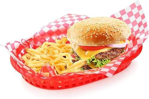 Miniatura 5 de New Star Foodservice 44263 - Revestimientos rojos para cestas de alimentos, 12 x 12 pulgadas, juego de 36