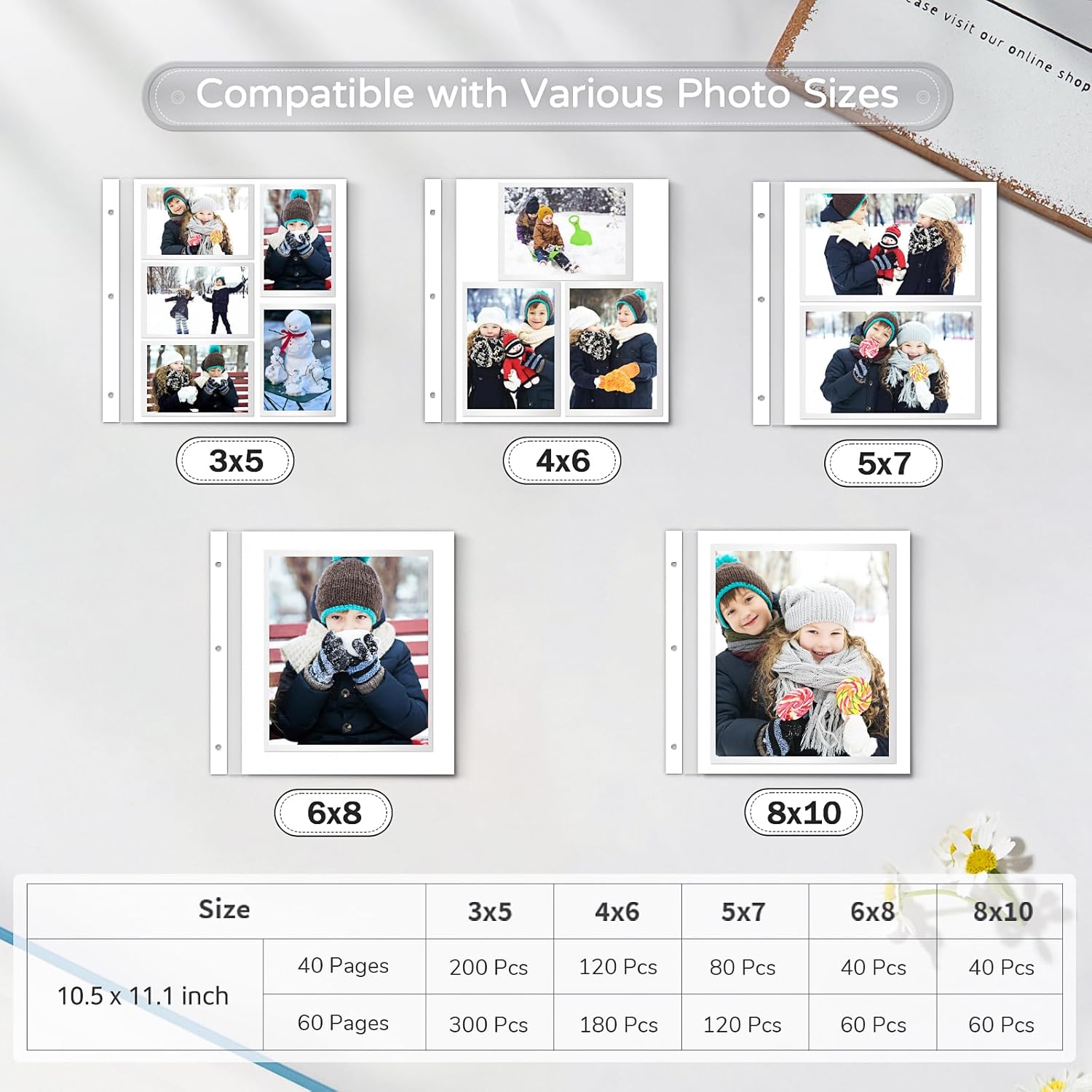 Popotop Large Photo Album Self Adhesive 4x6 5x7 8x10 Scrapbook Album DIY Picture Book,Gifts for Mom,Family Baby and Wedding,with Metal Pen and Plastic Board - Image 8