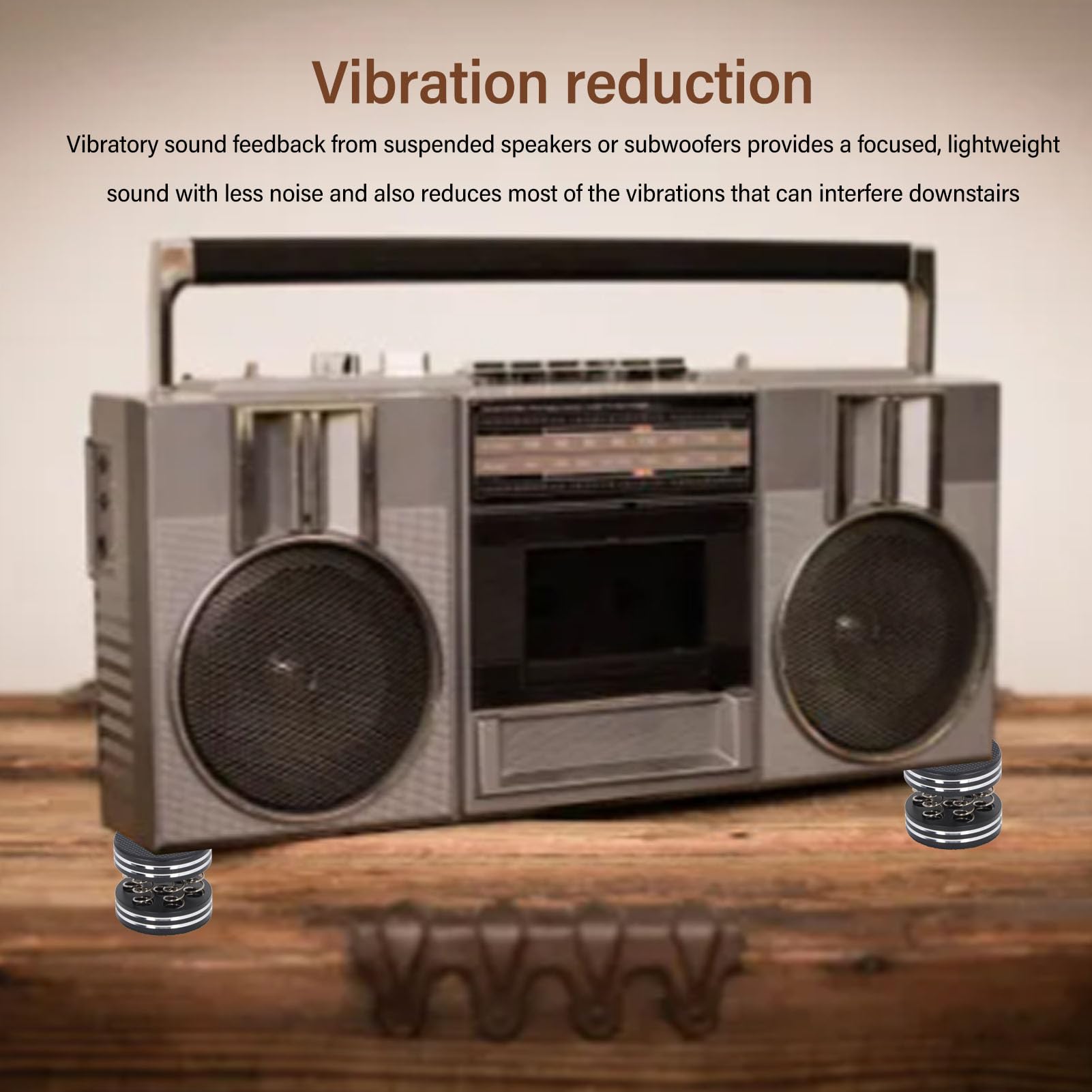 4 piedini di isolamento per altoparlanti a molla, supporto senza fili antivibrazione per altoparlanti HiFi, giradischi, e lettori CD, protezioni antiscossa per il pavimento con