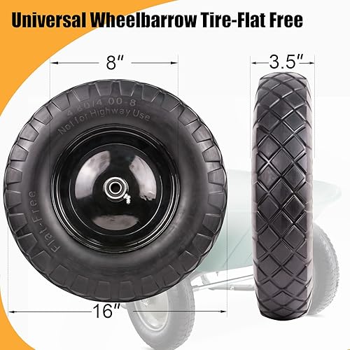 Miniatura 3 de Neumáticos para carretilla 4.804.00-8 sin planos, ruedas sólidas universales de 16 pulgadas con rodamientos de 58 pulgadas y 34 pulgadas para